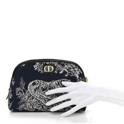 Christian Dior Embroidered Toile De Jouy 30 Montaigne Cosmetic Pouch Blue 2 of 6