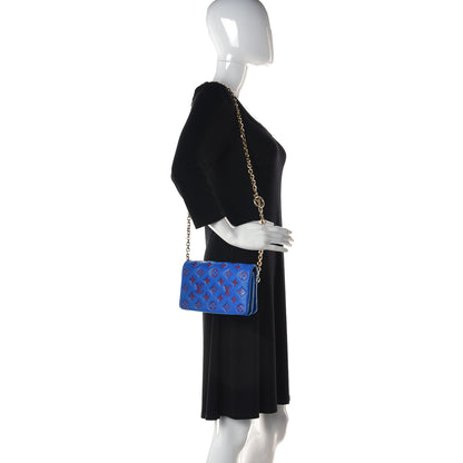 Louis Vuitton Lambskin Embossed Monogram Vuittamins Pochette Coussin Blue Red 2 of 10