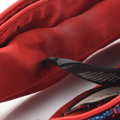 Gucci Metallic Lurex Silk GG Supreme Headband Blue Red 6 of 6