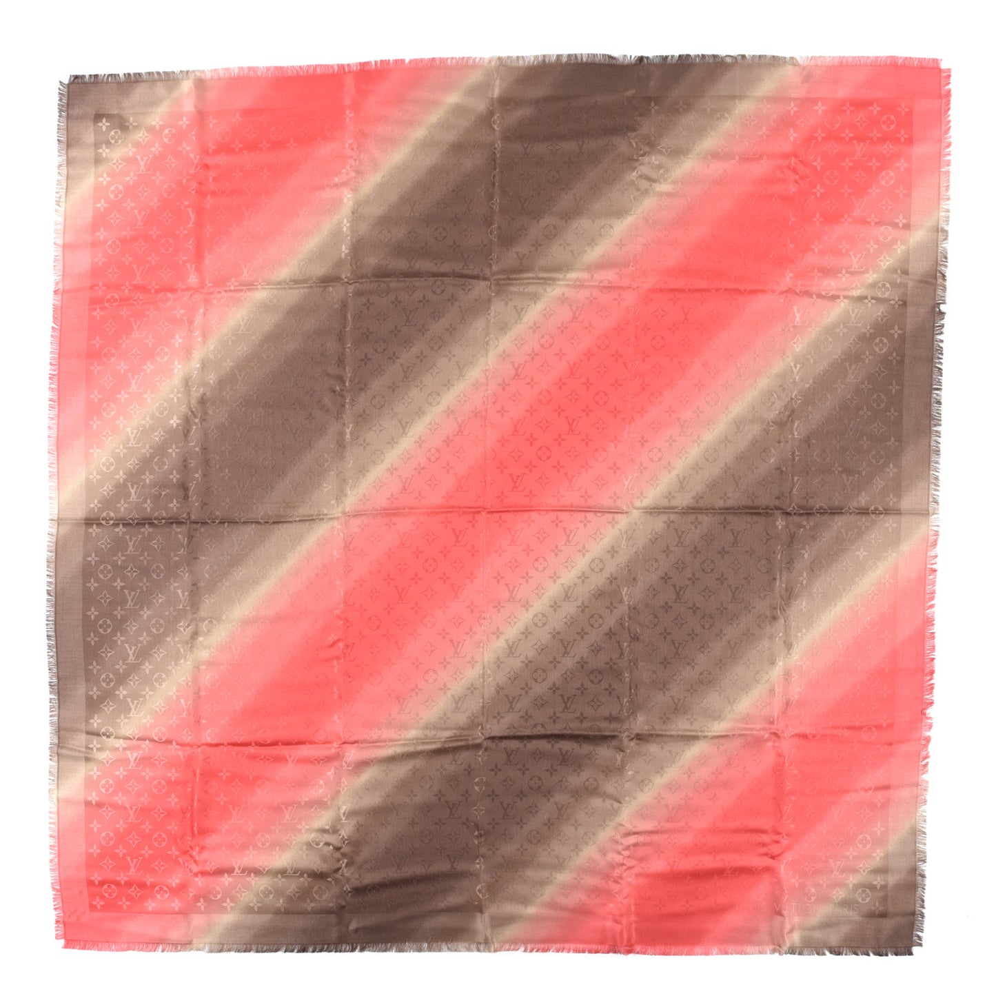 Silk Wool Monogram Tie Dye Shawl Rose