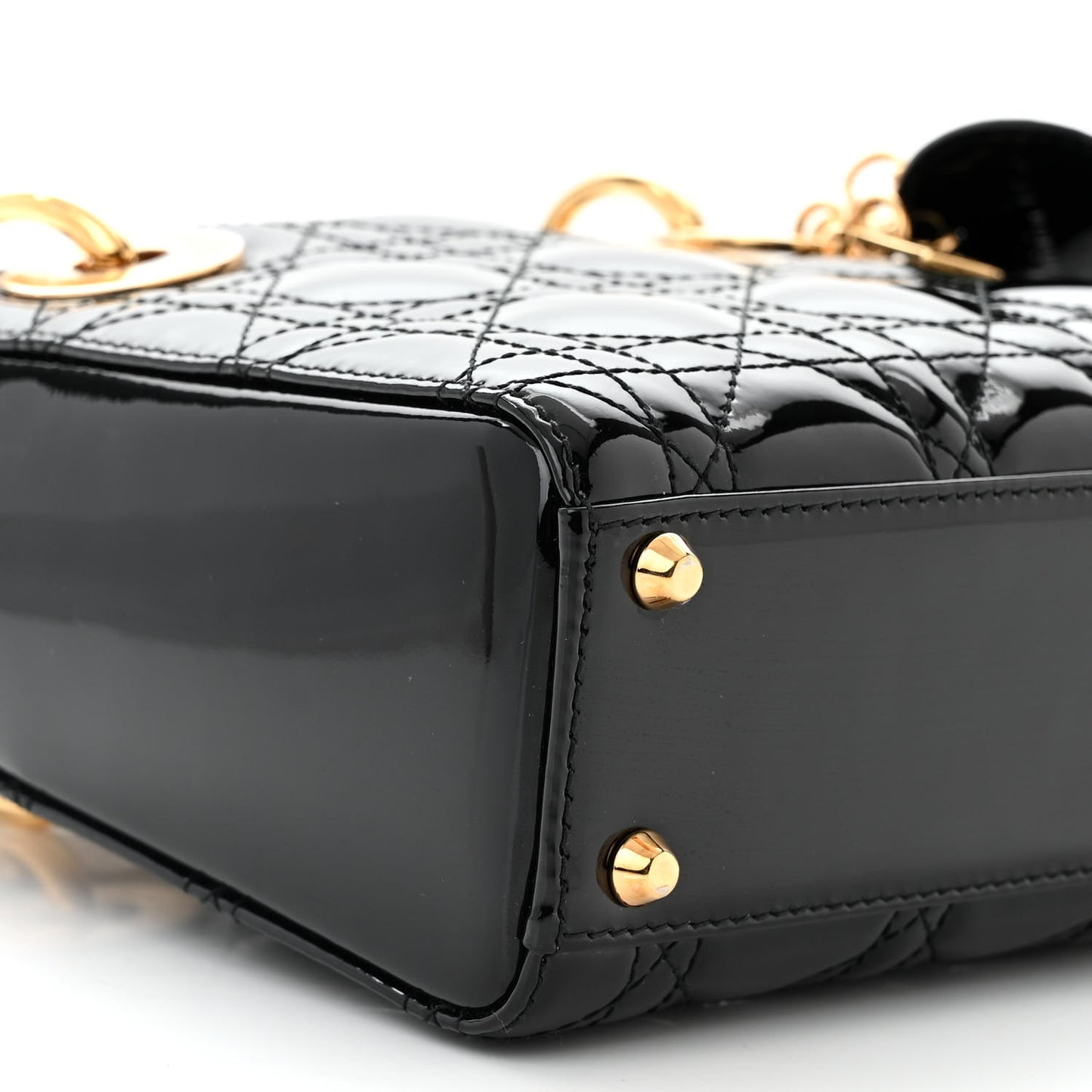 Patent Cannage Mini Lady Dior Black