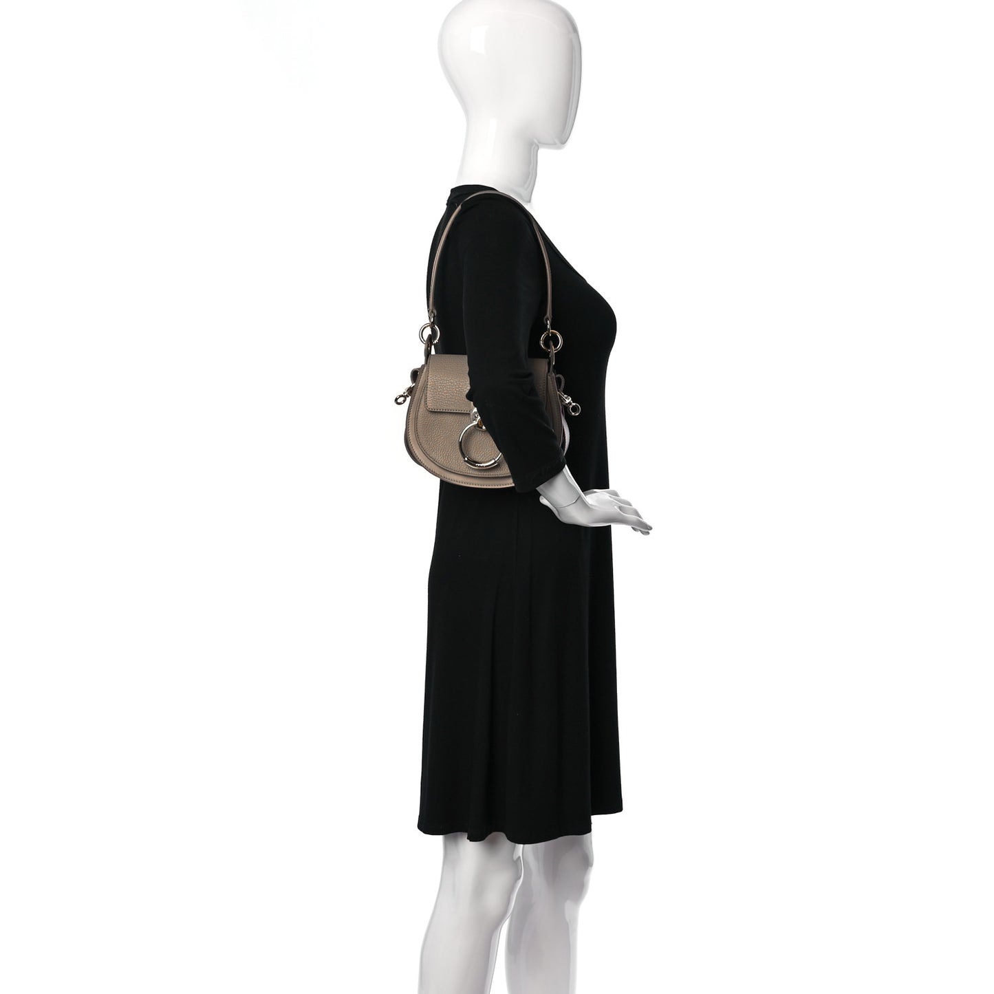 Grained Calfskin Small Tess Bag Motty Grey