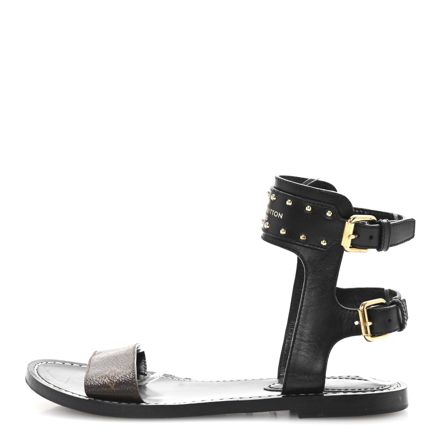 Calfskin Monogram Nomad Flat Sandals 36.5 Black