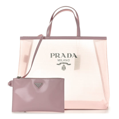 Prada Mesh Paillettes Spazzolato Logo Tote Alabastro 3 of 9