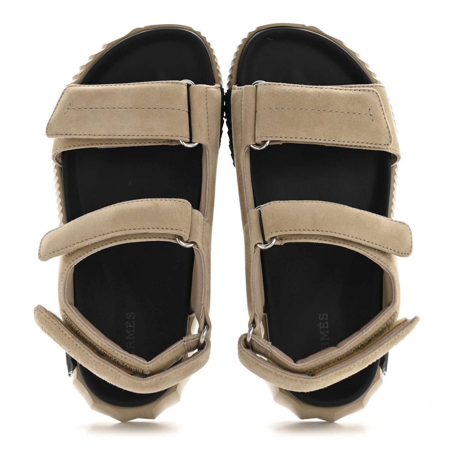 Hermes Suede Goatskin Junior Sandals 37.5 Beige Camel 1853607