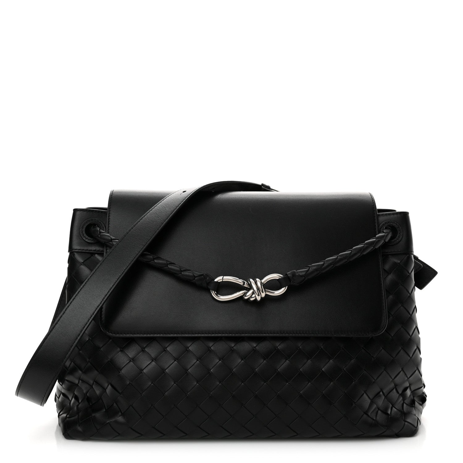 Bottega Veneta Calfskin Intrecciato Medium Andiamo Messenger Bag Black 1 of 11