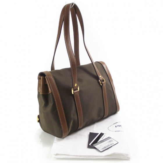 Tessuto Nylon Foldover Large Shoulder Bag