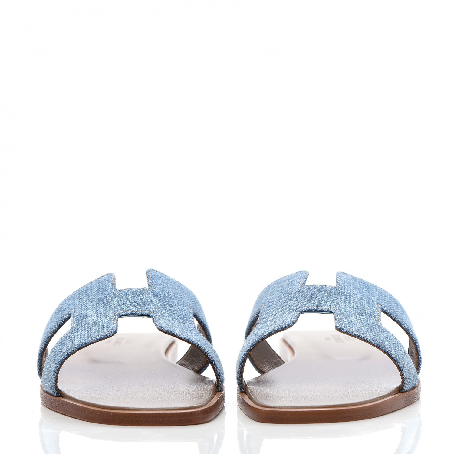 Hermes Denim Canvas Oran Sandals 35.5 Bleu Clair 2 of 9