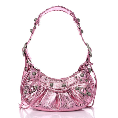 Balenciaga Metallic Agneau Arena Crystal Le Cagole Shoulder Bag XS Met Pink 3 of 10