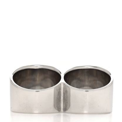 Louis Vuitton X NIGO Stainless Steel Strass Squared Double Ring M Silver 3 of 5