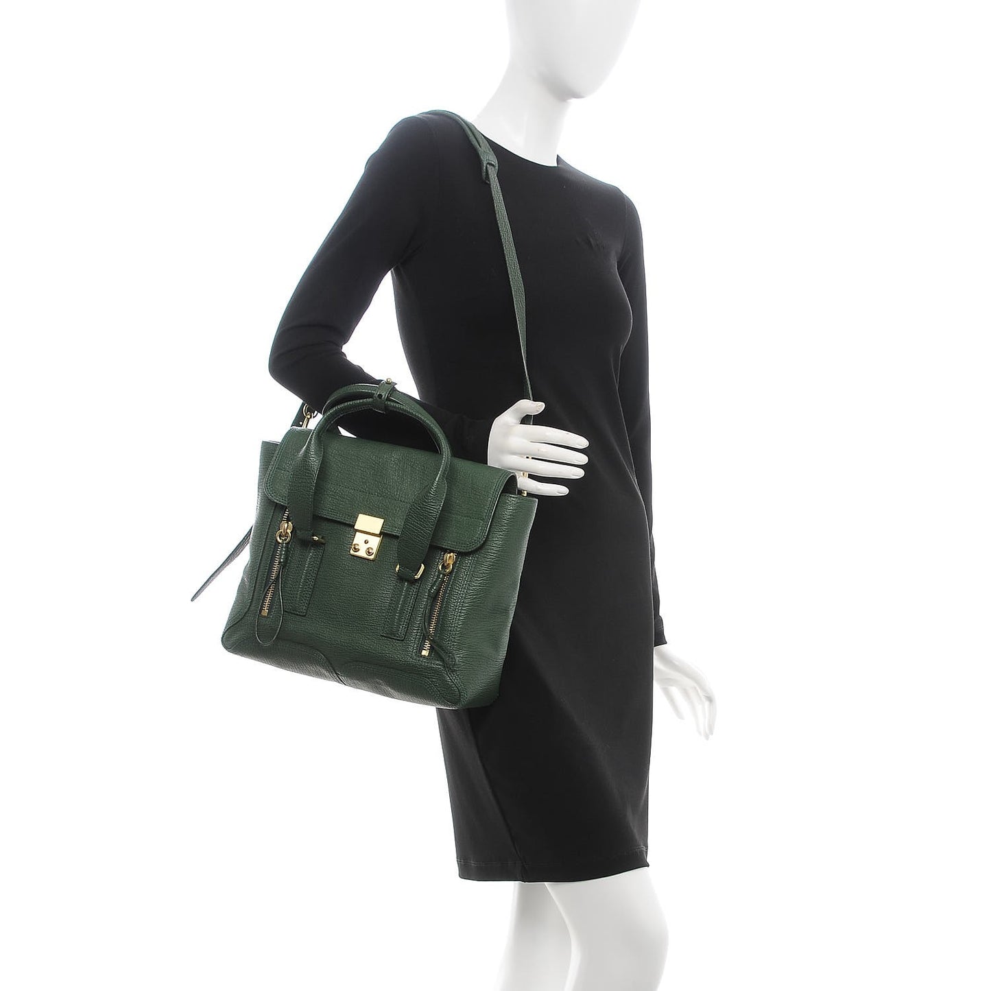 3.1 Textured Calfskin Medium Pashli Satchel Jade