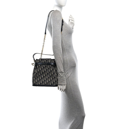 Christian Dior Oblique Calfskin Medium C'est Dior Bucket Bag Blue 2 of 12