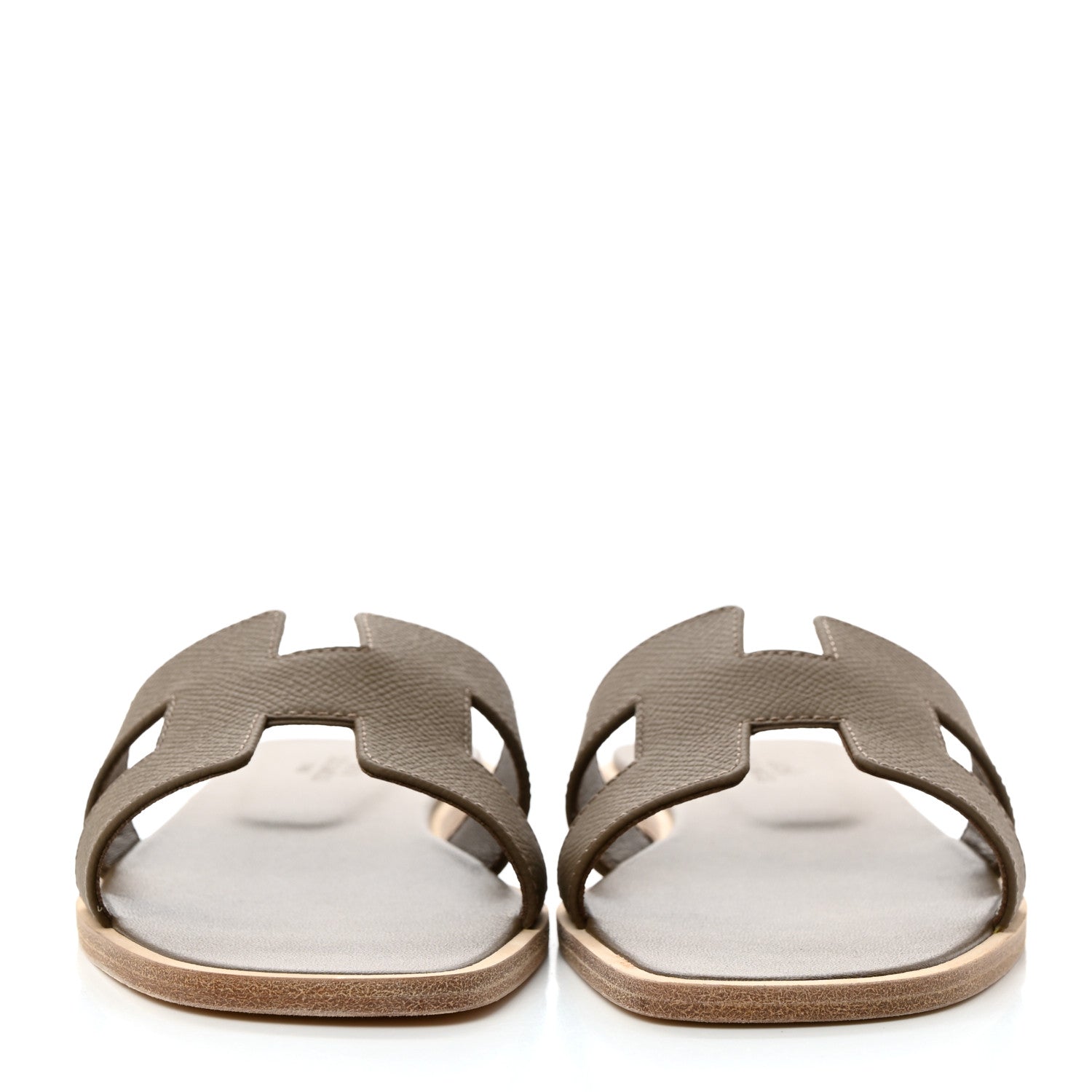Hermes Epsom Oran Sandals 36.5 Etoupe 2 of 9