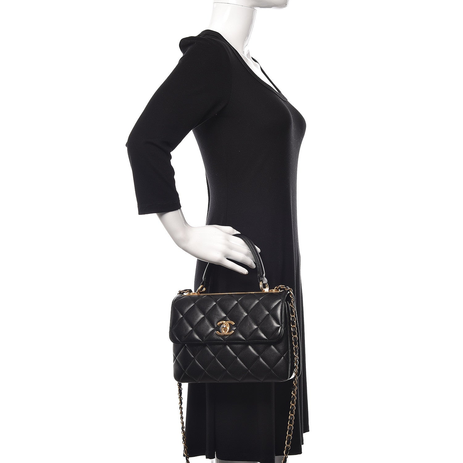 Chanel Lambskin Quilted Small Trendy CC Dual Handle Flap Bag Black 2 of 11