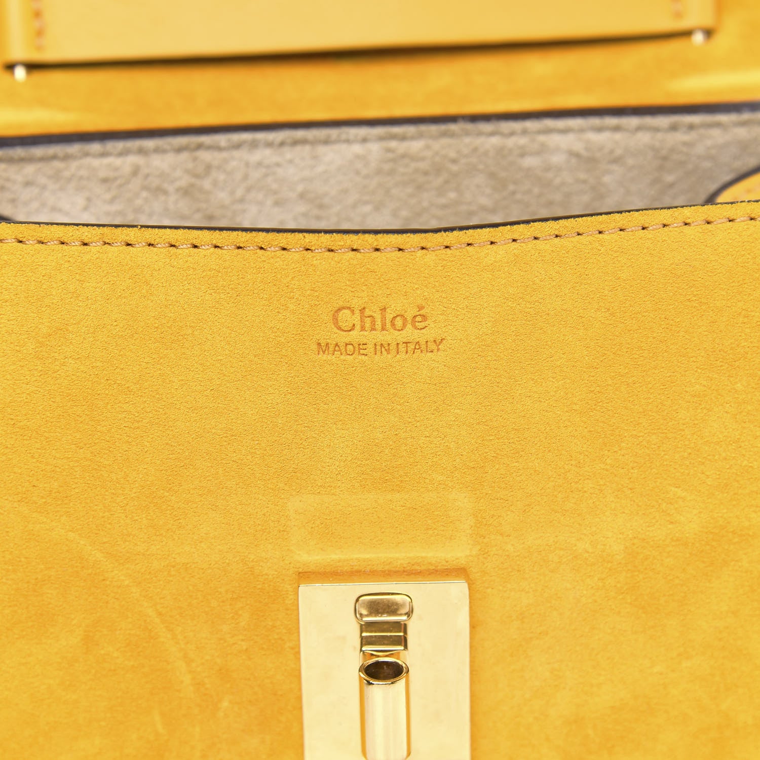 Chloe Suede Smooth Calfskin Mini Drew Shoulder Bag Mustard 6 of 8