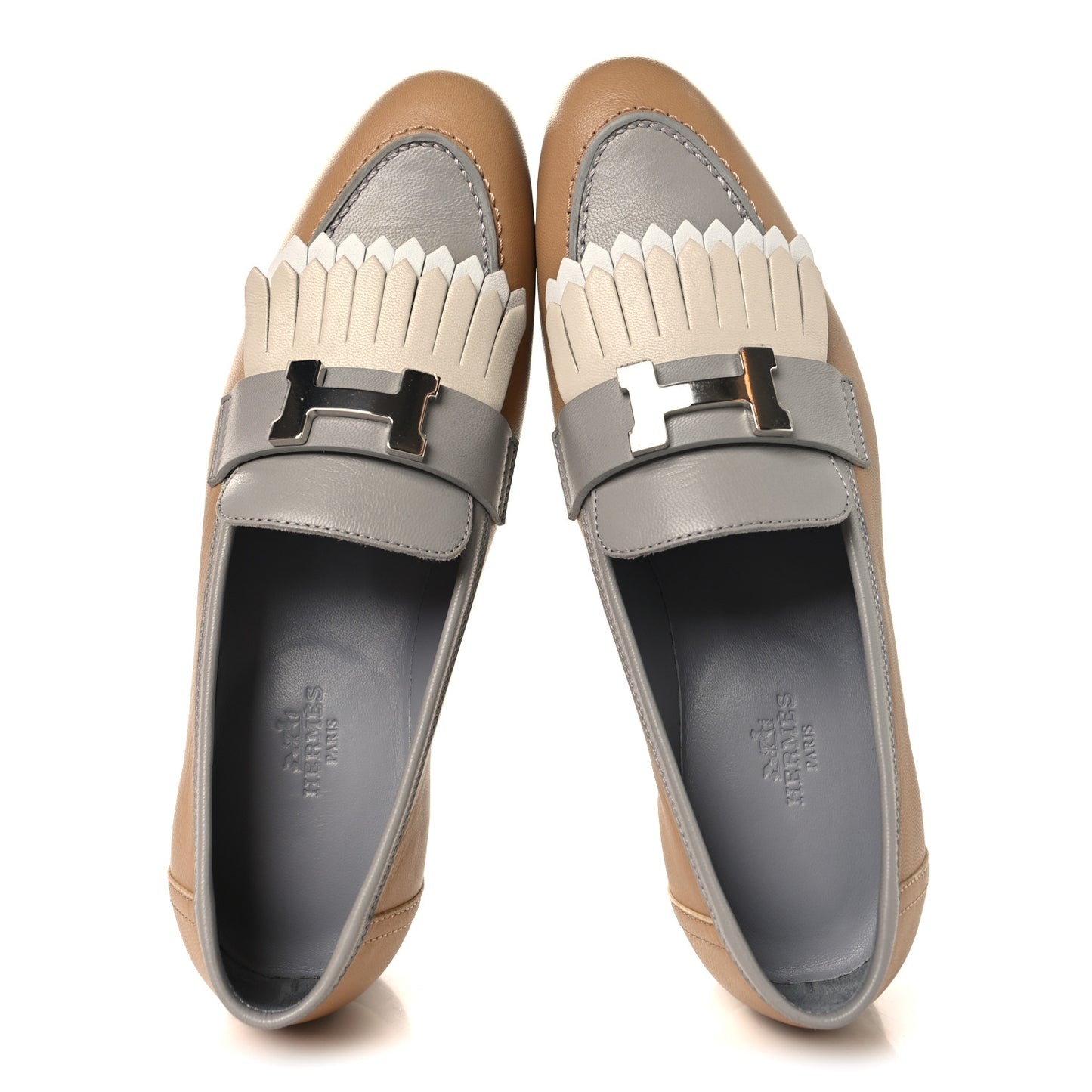 Goatskin Womens Royal Loafers 38 Beige Albinos