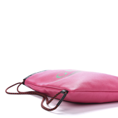 Gucci Grained Calfskin Logo Drawstring Backpack Box Pink Green Black 7 of 12