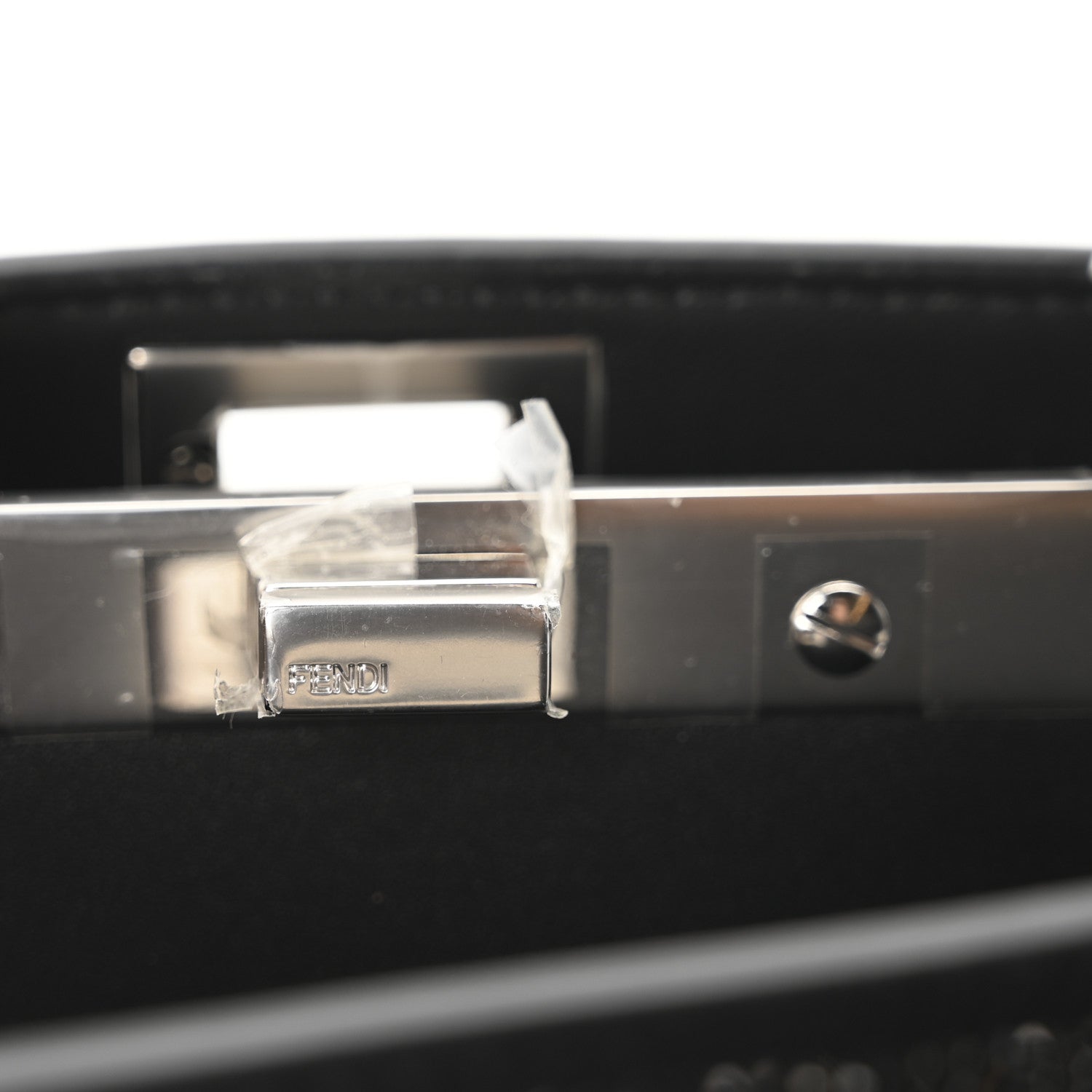 Fendi Crystal Shiny Nappa FF Petite Peekaboo I SEE U Satchel Black 6 of 10