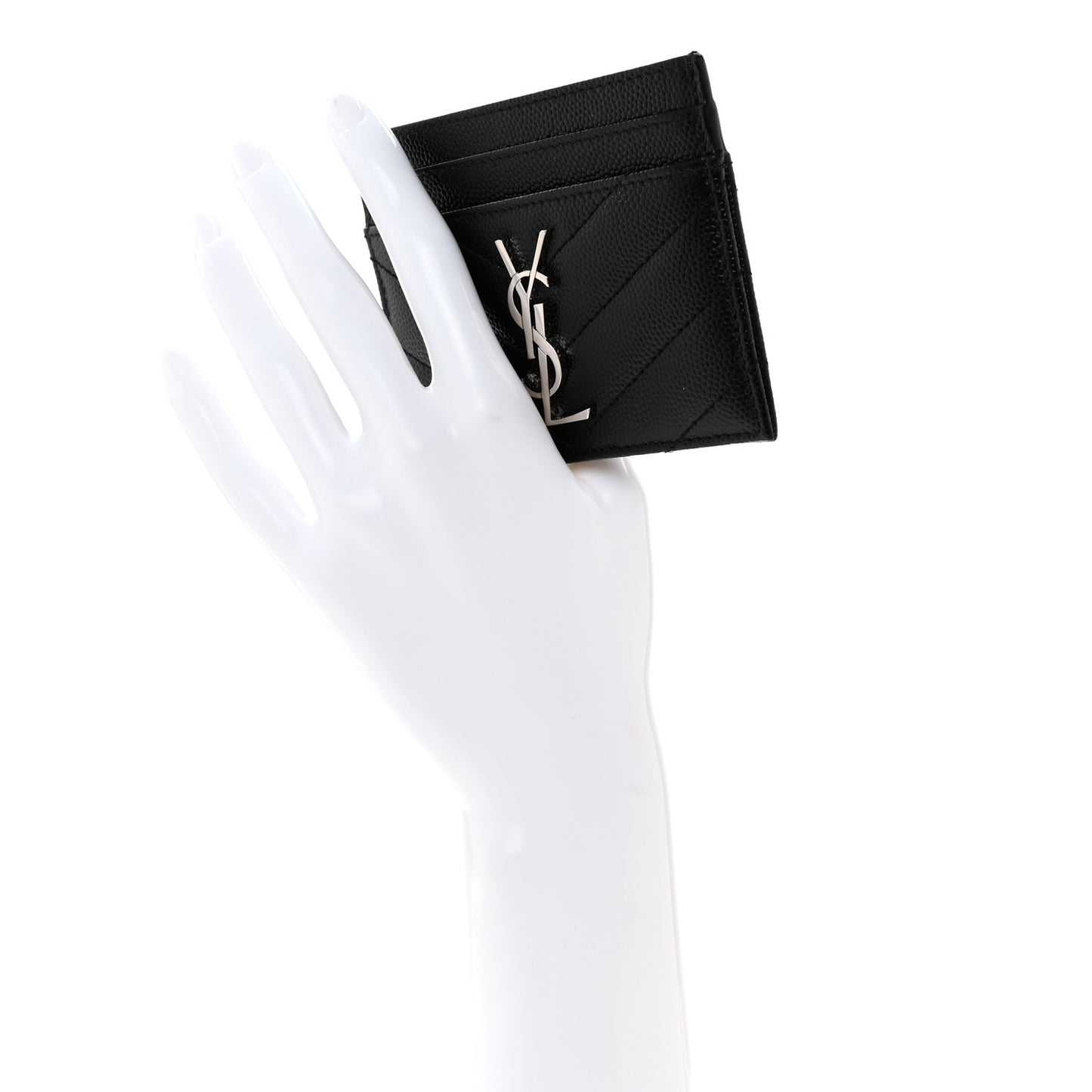 Grain De Poudre Matelasse Chevron Monogram Credit Card Case Black