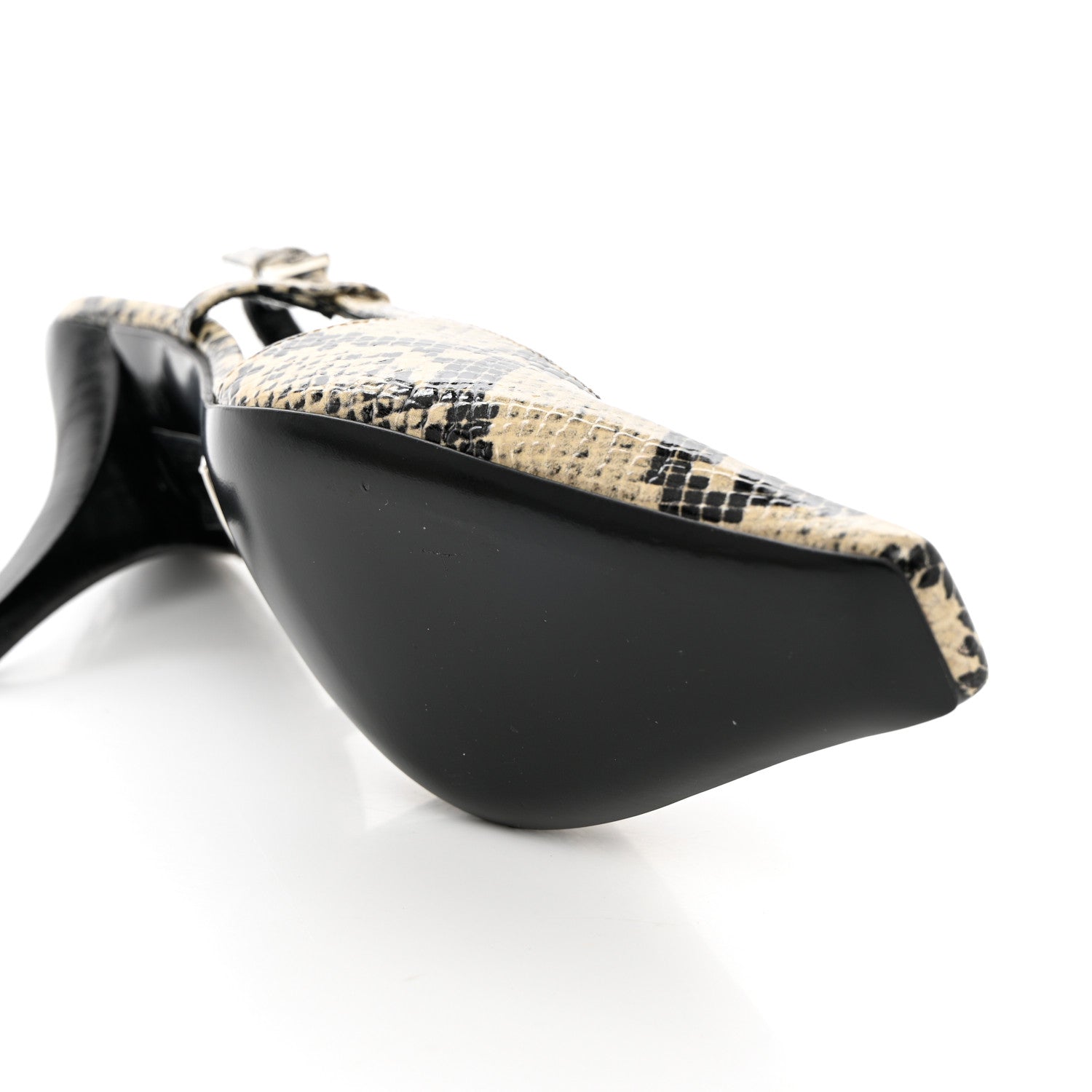 Gucci Calfskin Python Print Square G 75mm Slingback Pumps 35.5 Beige Avana 9 of 11