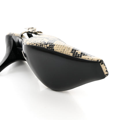 Gucci Calfskin Python Print Square G 75mm Slingback Pumps 35.5 Beige Avana 9 of 11