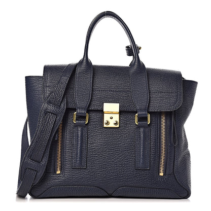 3.1 Phillip Lim 3.1 Textured Calfskin Medium Pashli Satchel Ink 1 of 10