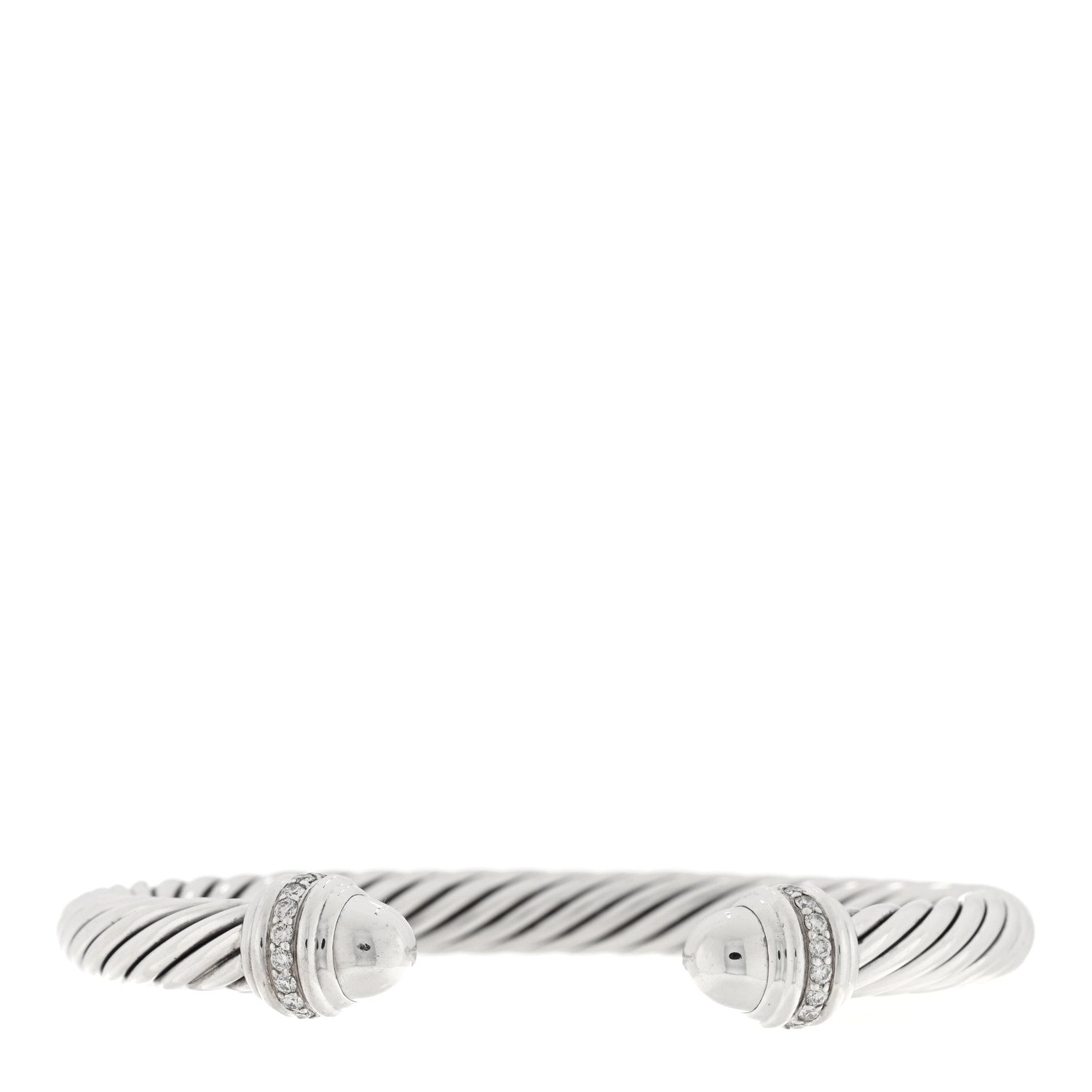 David Yurman Sterling Silver Diamond 7mm Cable Classics Bracelet 1 of 3
