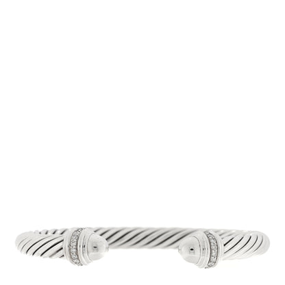 David Yurman Sterling Silver Diamond 7mm Cable Classics Bracelet 1 of 3