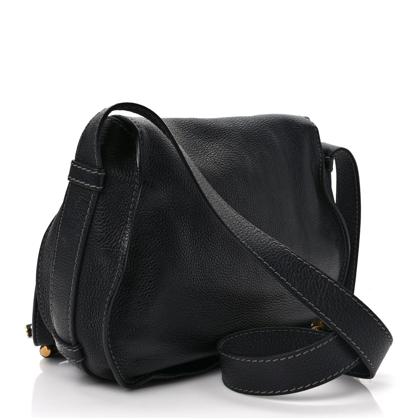 Calfskin Medium Marcie Round Crossbody Bag Black