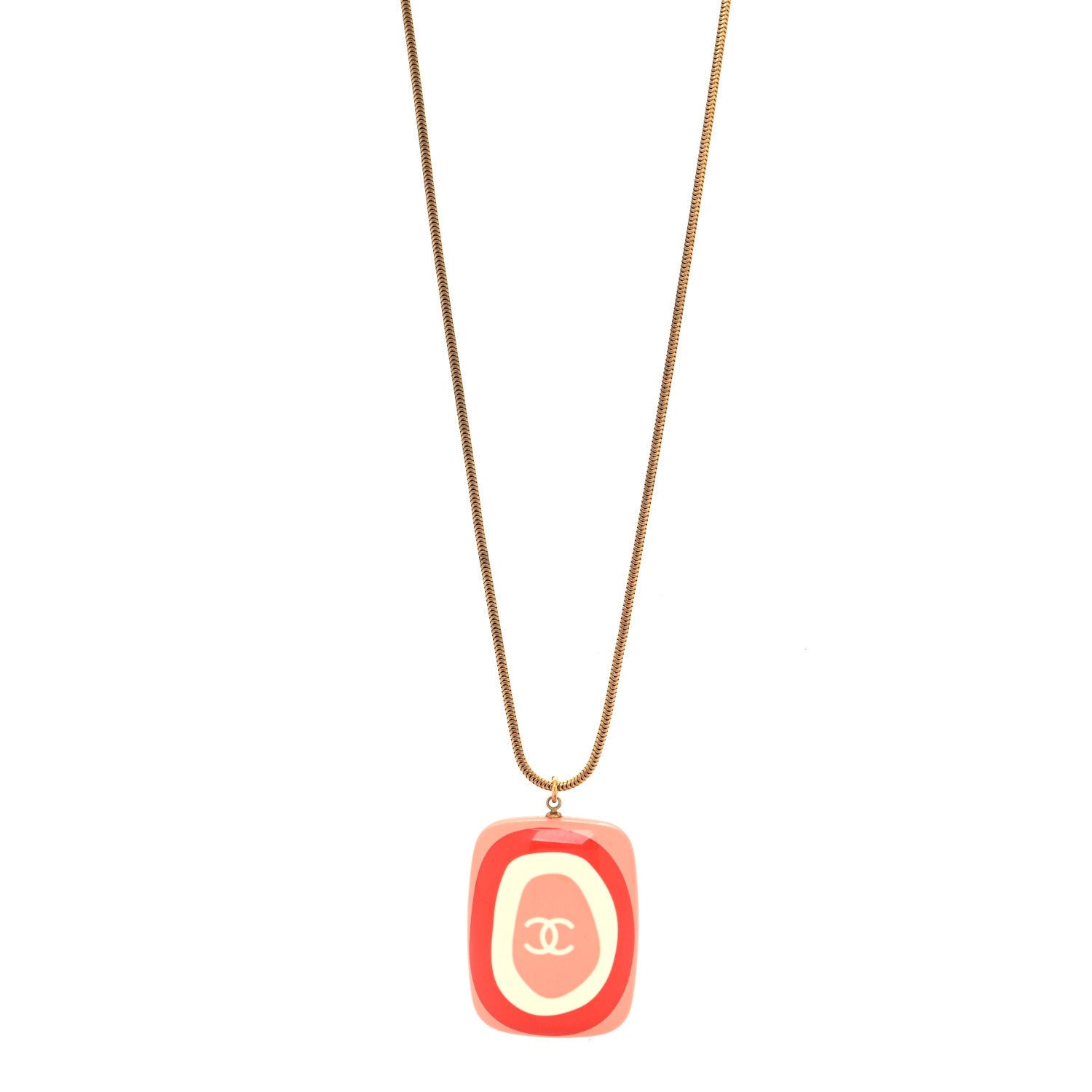 Chanel Resin Square CC Snake Necklace Pink Ivory 1 of 5