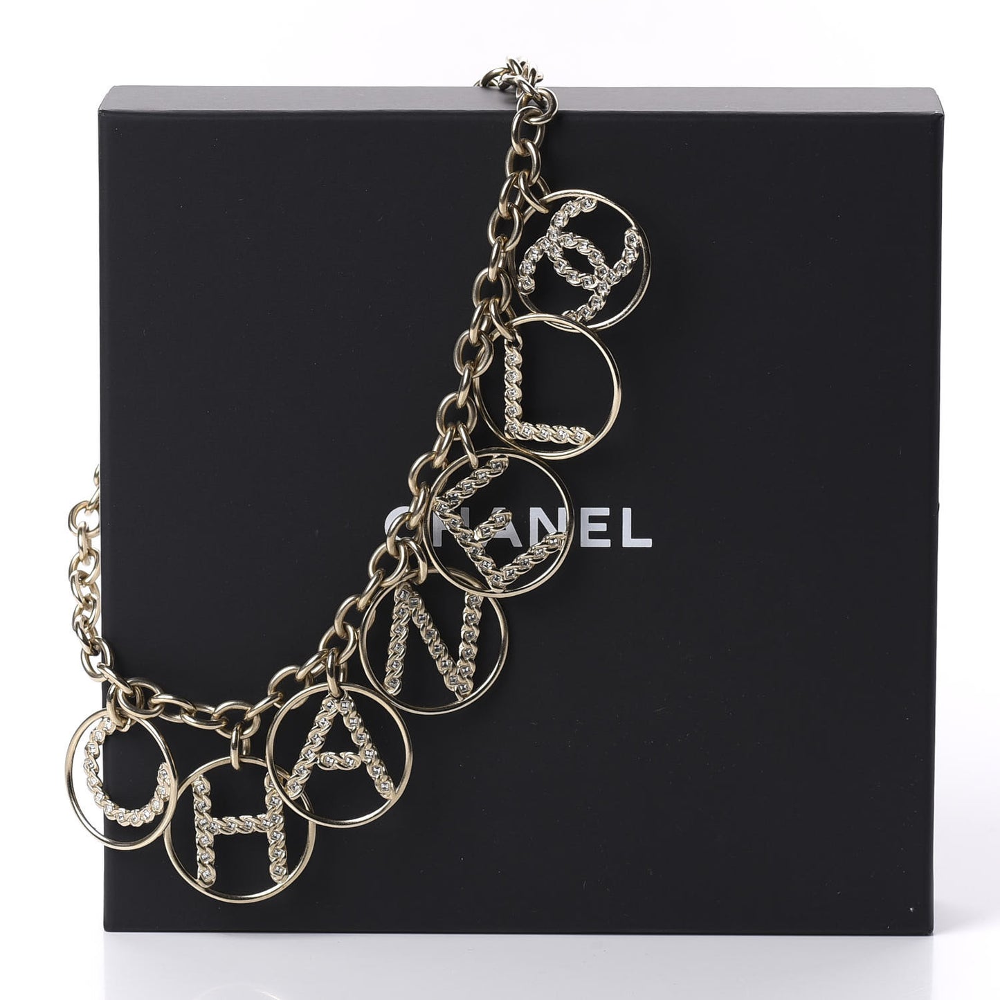 Metal Strass Crystal Logo Necklace Gold