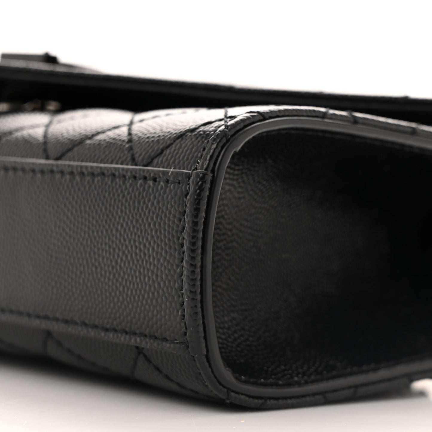 Grain De Poudre Textured Mixed Matelasse Triquilt Small Monogram Monochrome Satchel Black