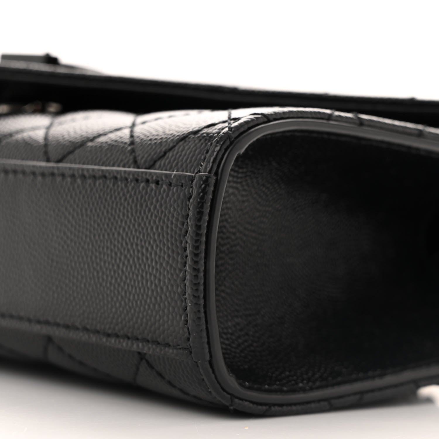 Saint Laurent Grain De Poudre Textured Mixed Matelasse Triquilt Small Monogram Monochrome Satchel Black 9 of 10