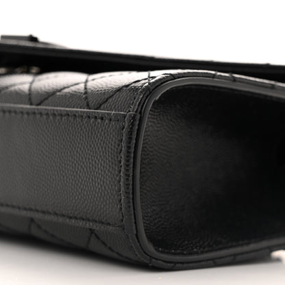 Saint Laurent Grain De Poudre Textured Mixed Matelasse Triquilt Small Monogram Monochrome Satchel Black 9 of 10