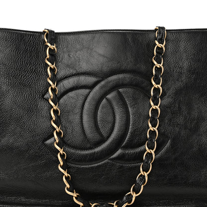 Chanel Glazed Aged Calfskin CC Tote Black 8 of 10