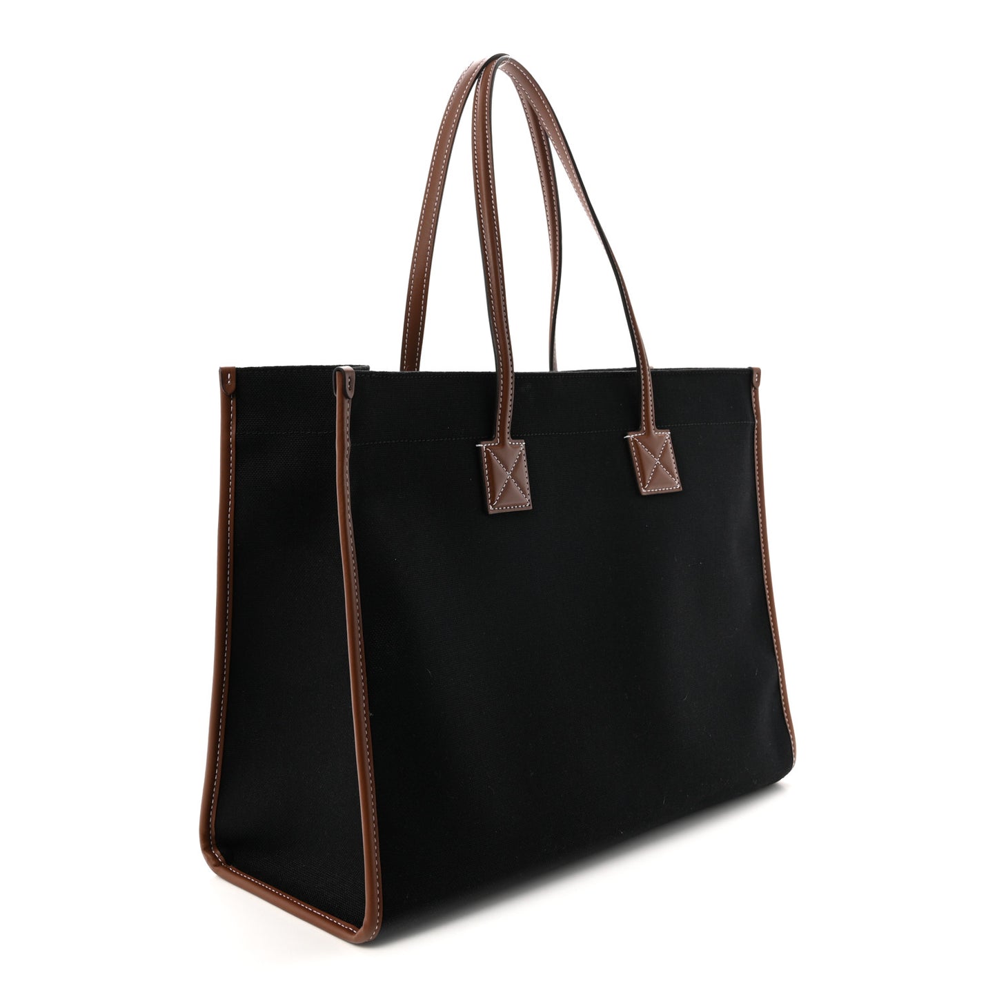 Canvas Smooth Calfskin Medium Two Tone Freya Tote Black Tan