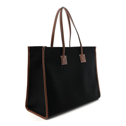 Burberry Canvas Smooth Calfskin Medium Two Tone Freya Tote Black Tan 3 of 9