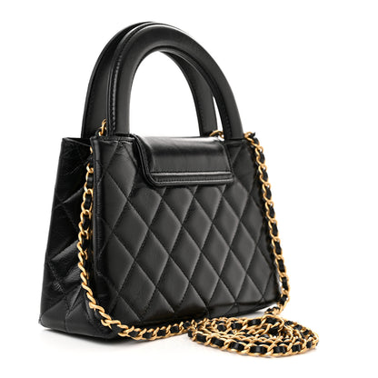 Chanel Shiny Aged Calfskin Quilted Nano Kelly Shopper Black 3 of 11
