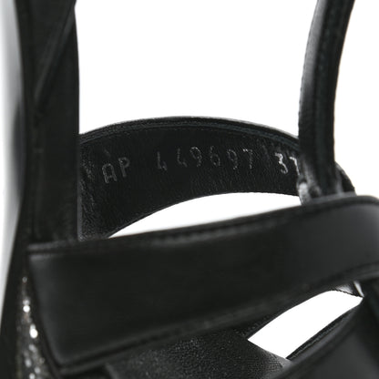 Saint Laurent Nappa Glitter Tribute Sandals 37 Black Argento 8 of 8