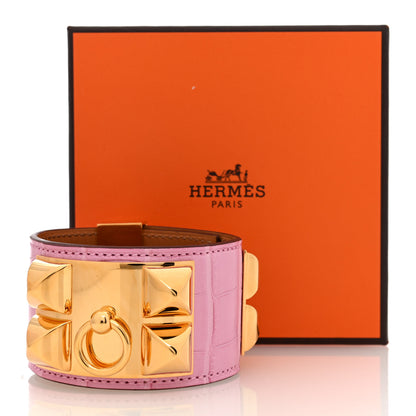 Hermes Matte Alligator Collier De Chien CDC Bracelet T2  5P Pink 6 of 6