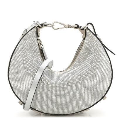 Fendi Crystal Vitello Laminato Suede FF Mini Fendigraphy Hobo Bag Grey 1 of 10