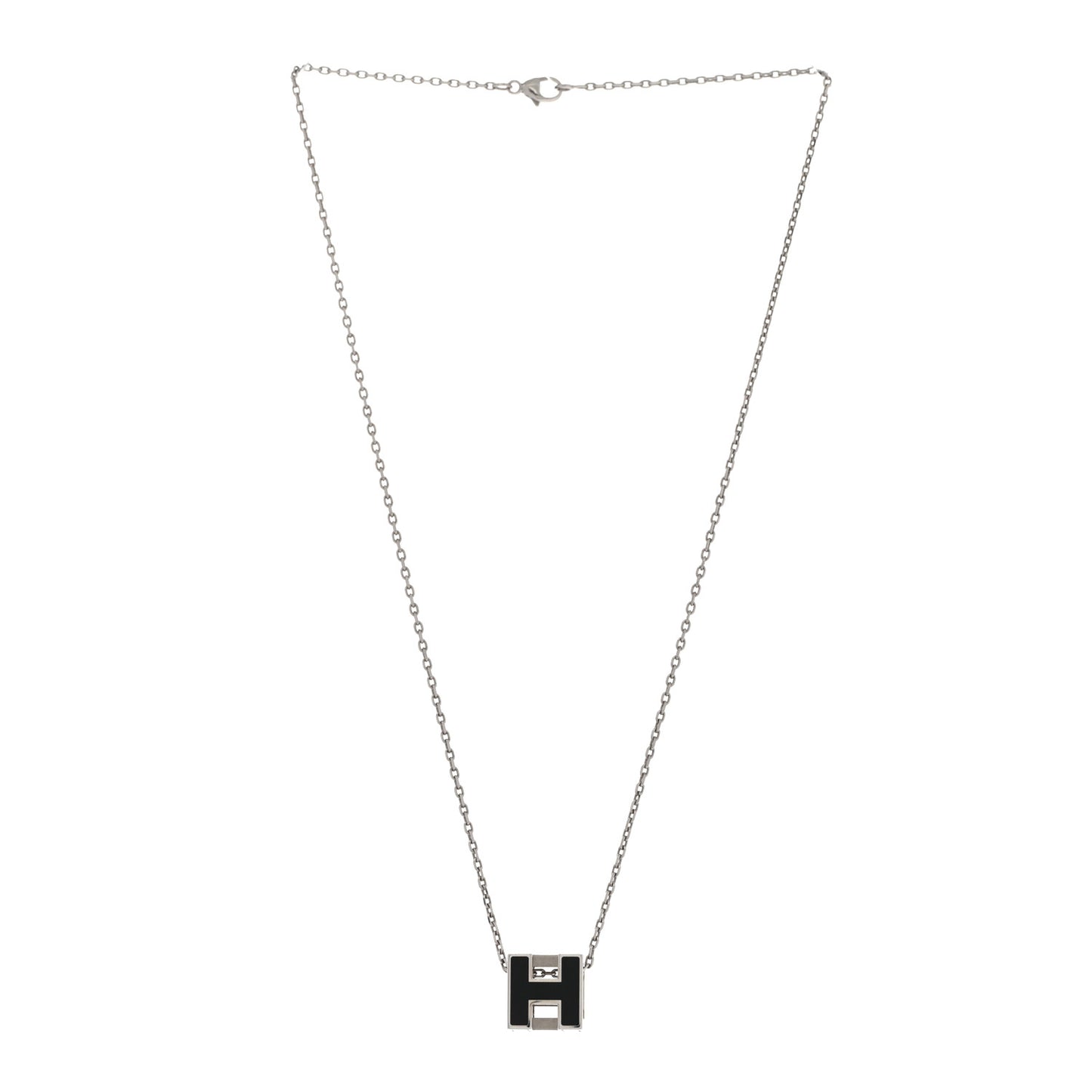 Lacquered Palladium Cage d'H Pendant Necklace Black