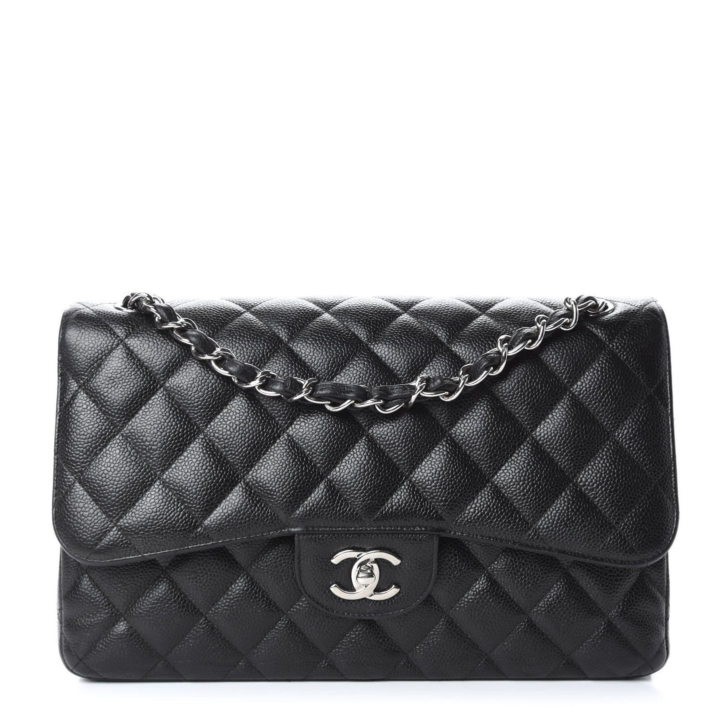 Caviar Quilted Jumbo Double Flap Black