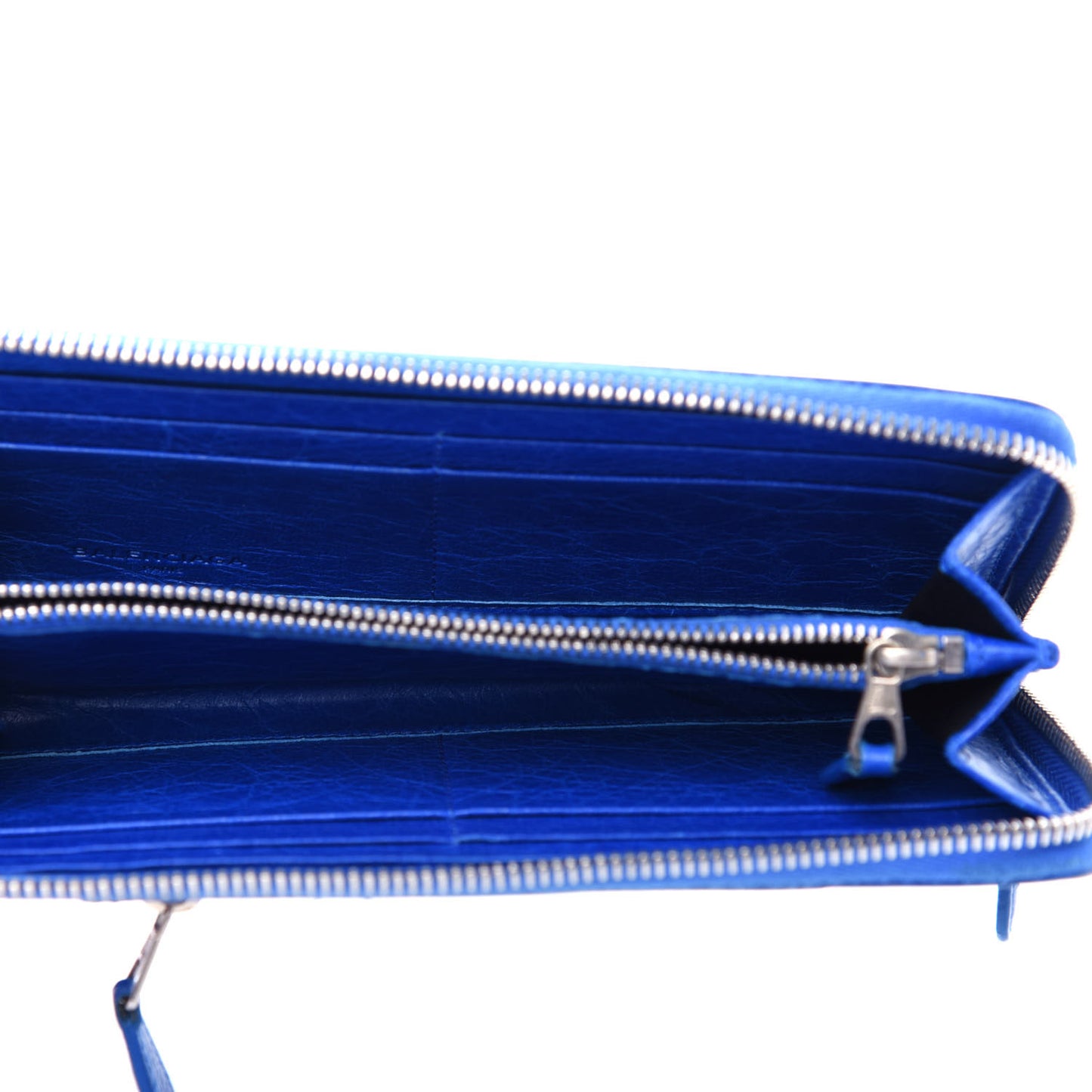 Agneau Giant 12 Silver Hardware Continental Zip Around Wallet Bleu Lazuli