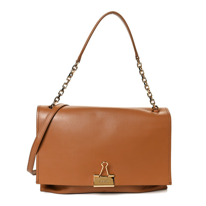 Off-White Calfskin Large Binder Clip Soft Shoulder Bag Brown 1 of 13