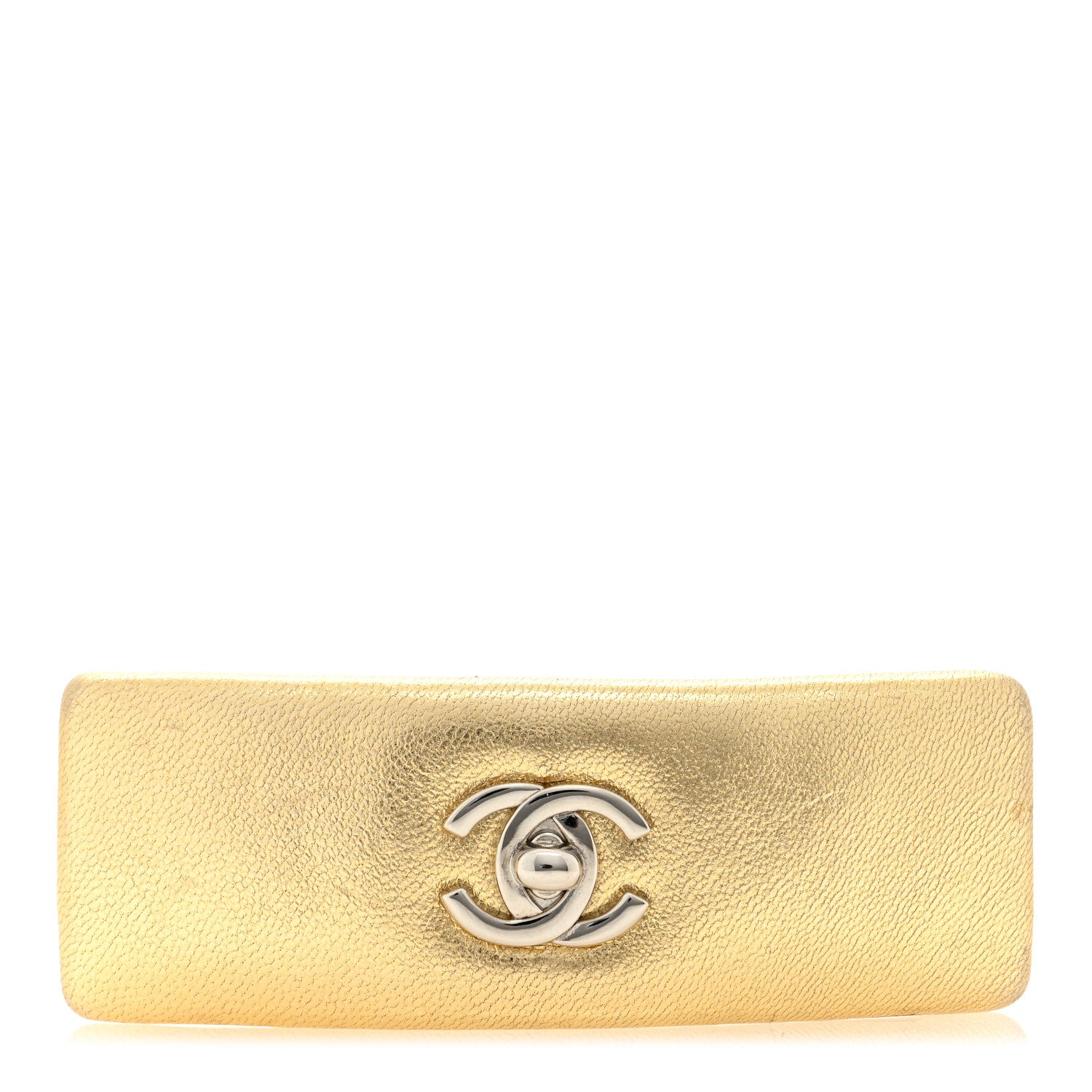 Chanel Metallic Lambskin Turnlock CC Hair Clip Barrette Gold 1 of 3