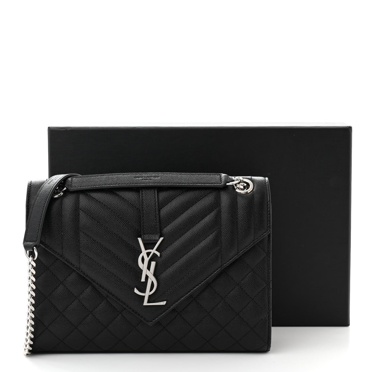 Grain De Poudre Textured Mixed Matelasse Triquilt Medium Monogram Satchel Black