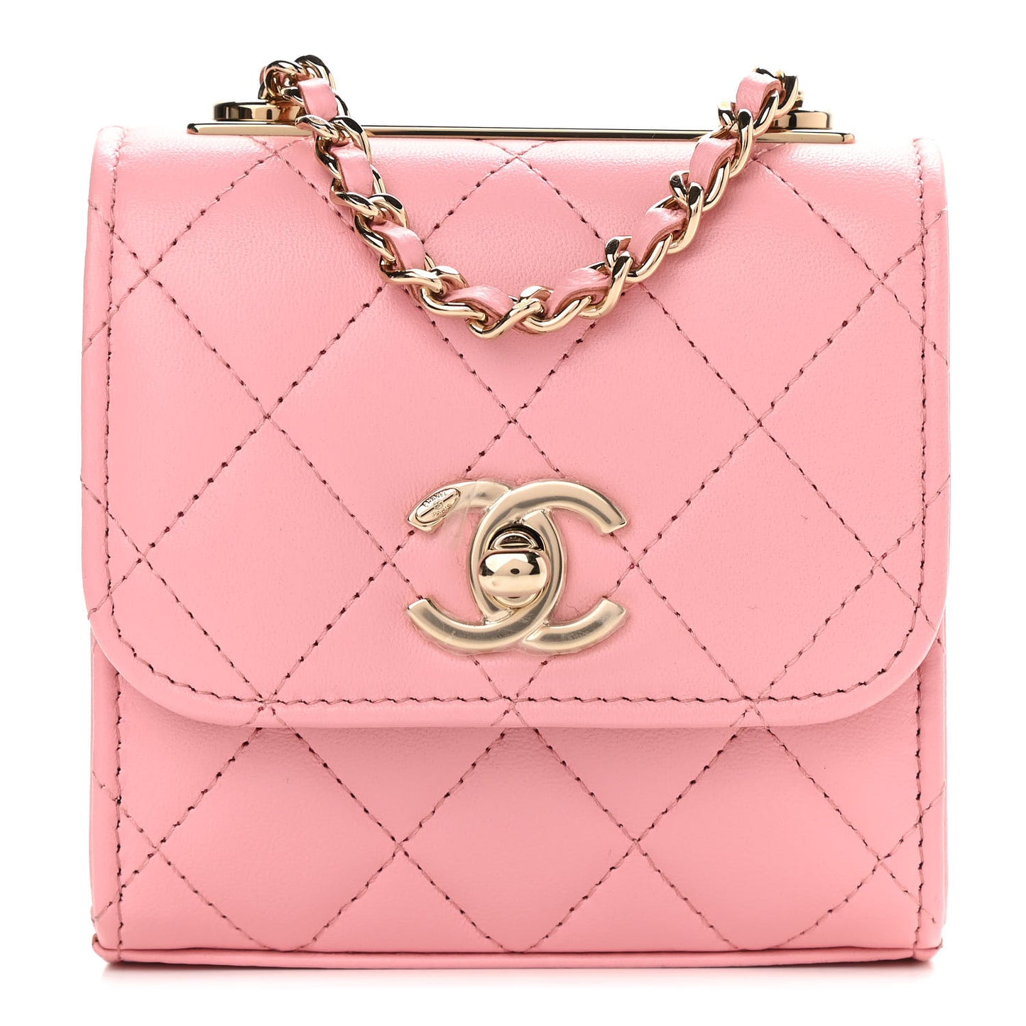 Lambskin Quilted Mini Trendy CC Clutch With Chain Pink