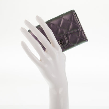 Chanel Metallic Lambskin Quilted Card Holder Dark Purple 4 of 8