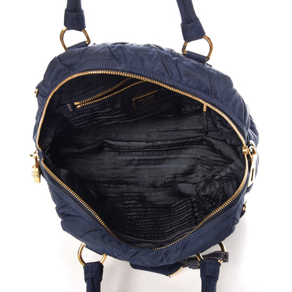 Prada Tessuto Nylon Chevron Quilted Small Dome Satchel Blue 7 of 9